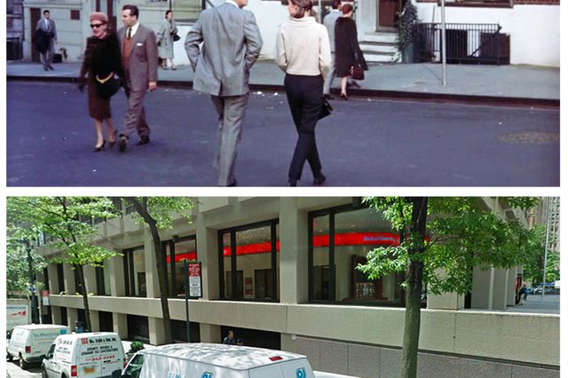 FILM: BREAKFAST AT TIFFANY’S, 1961<br>Restaurant Then: Al Schacht (Steakhouse)<br>Now: Bank of America<br>Address: 102 East 52nd Street, 10022